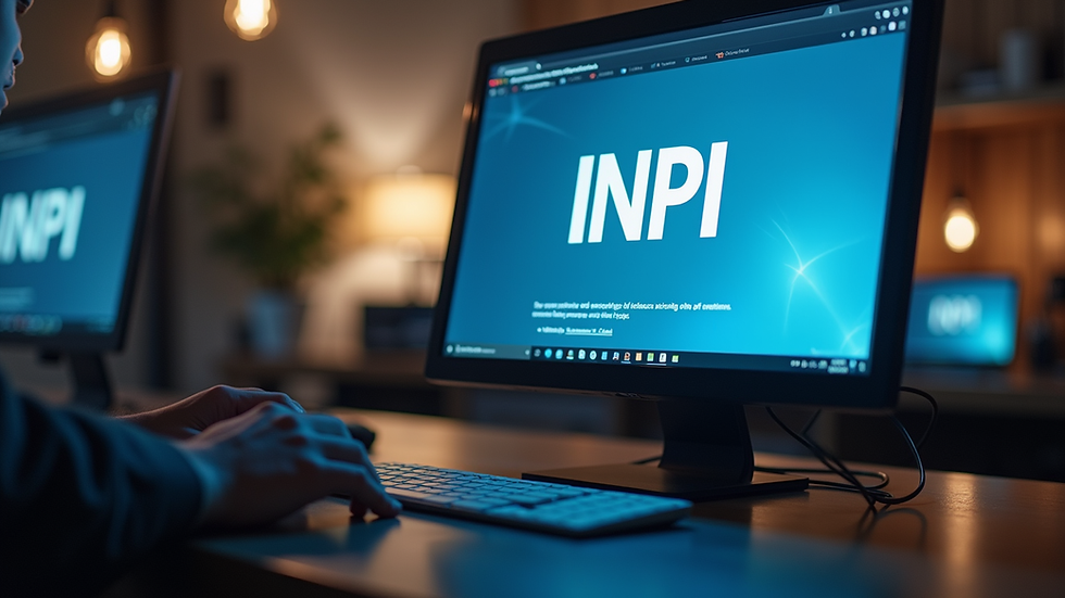 Eye-level view of a computer screen showing the INPI website