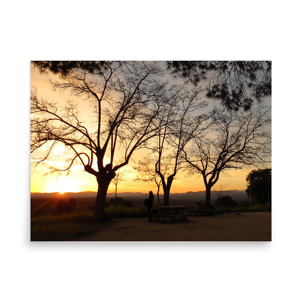 A woman looking at the sunset during the golden hour. Size 18"x24"