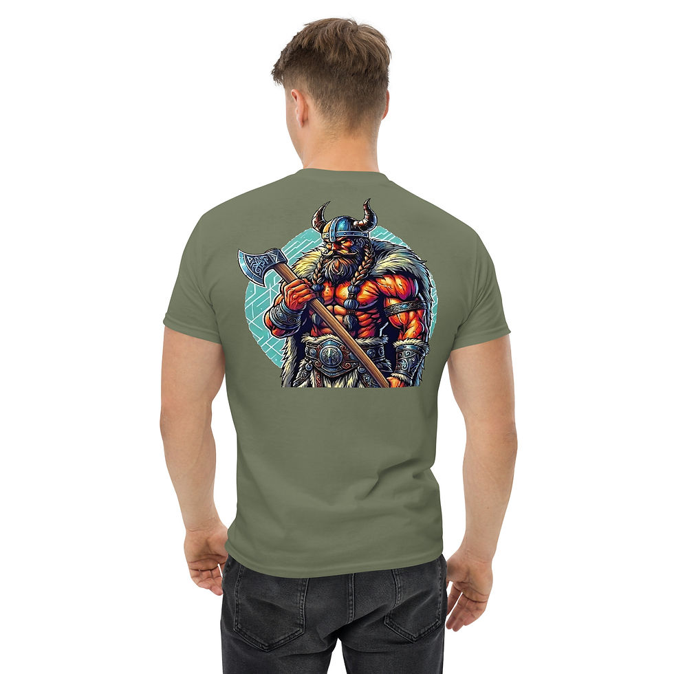 Thumbnail: Viking with Axt Back Print Graphic Tee - EyeofmyCam