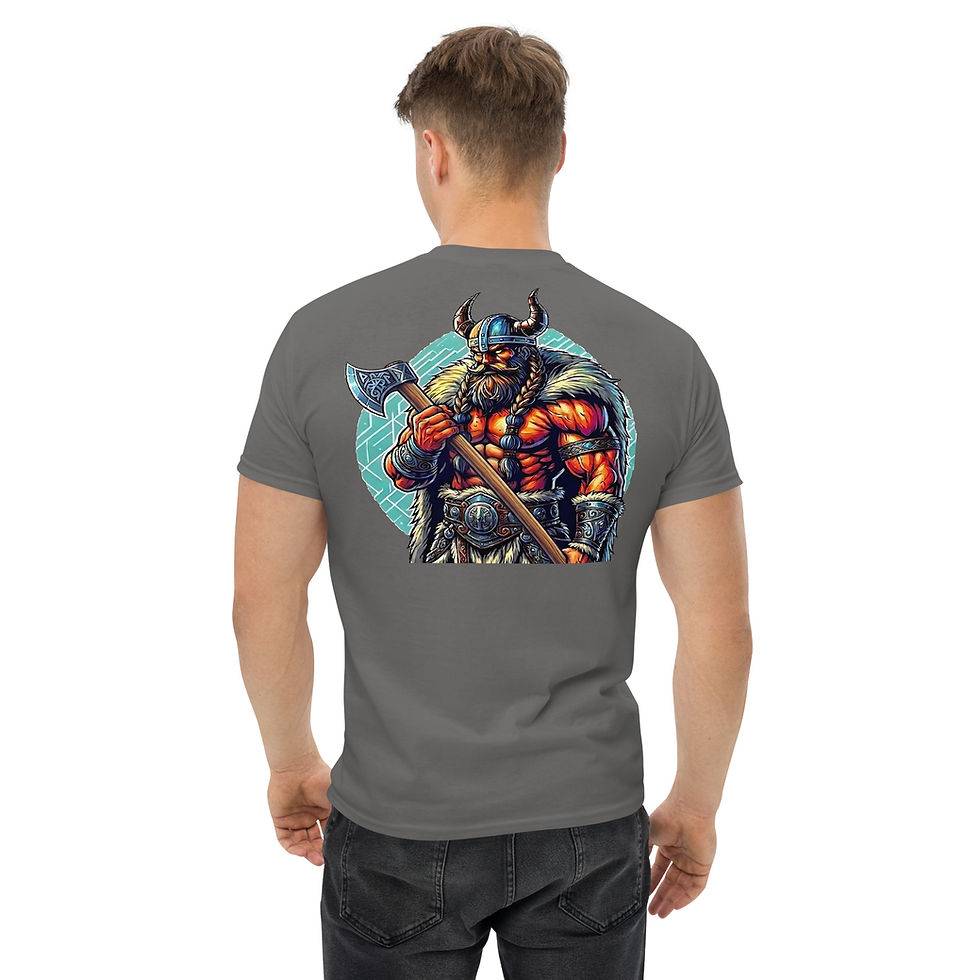 Thumbnail: Viking with Axt Back Print Graphic Tee - EyeofmyCam