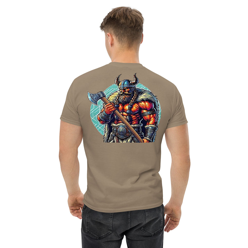 Thumbnail: Viking with Axt Back Print Graphic Tee - EyeofmyCam