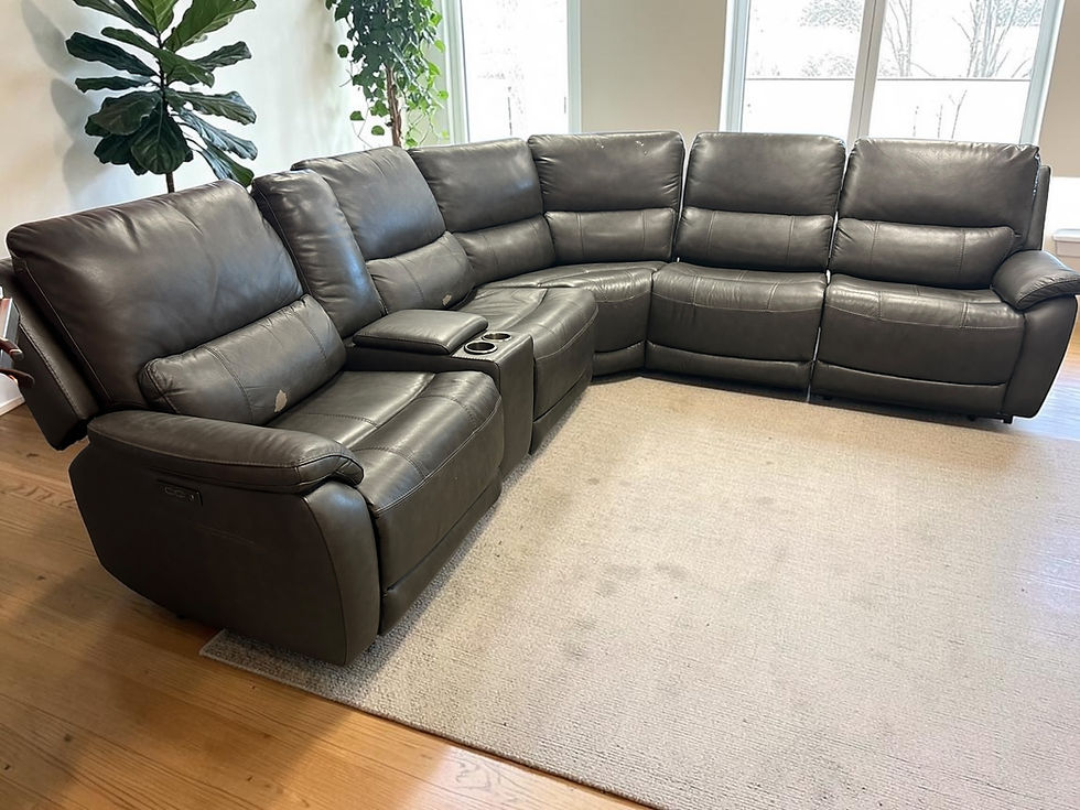Thumbnail: Costco Wylder Leather Power Recliner Sectional Sofa (RE 1016)
