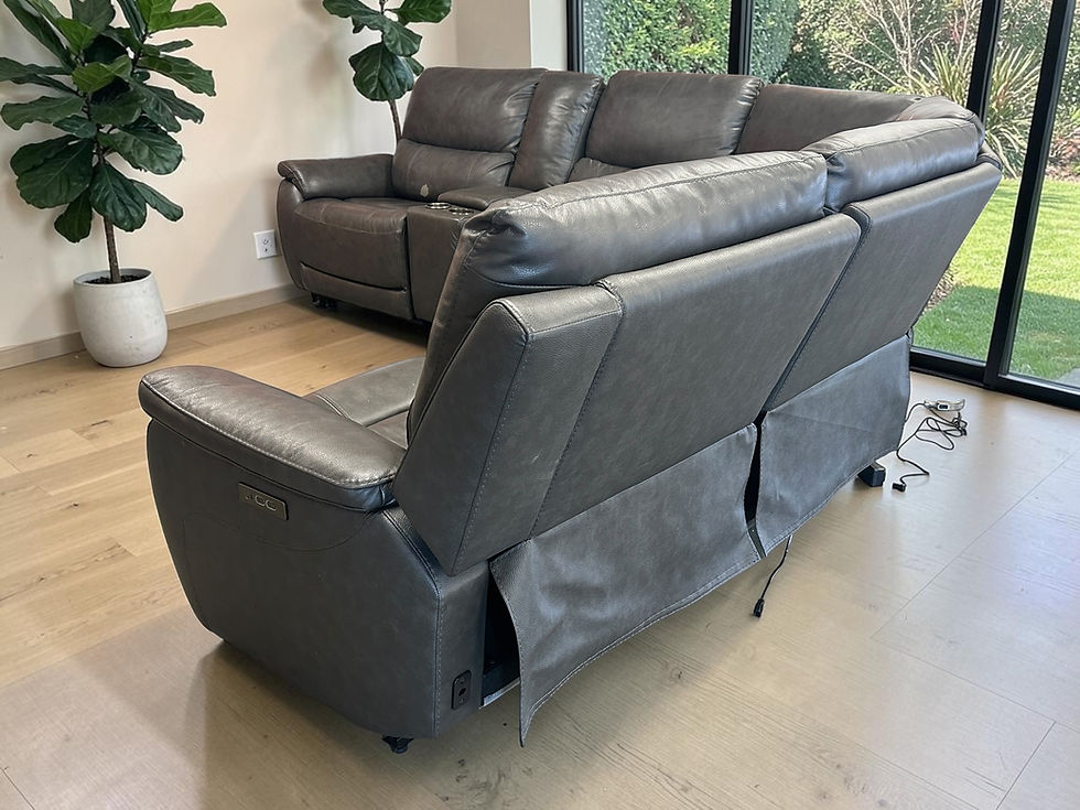 Thumbnail: Costco Wylder Leather Power Recliner Sectional Sofa (RE 1016)