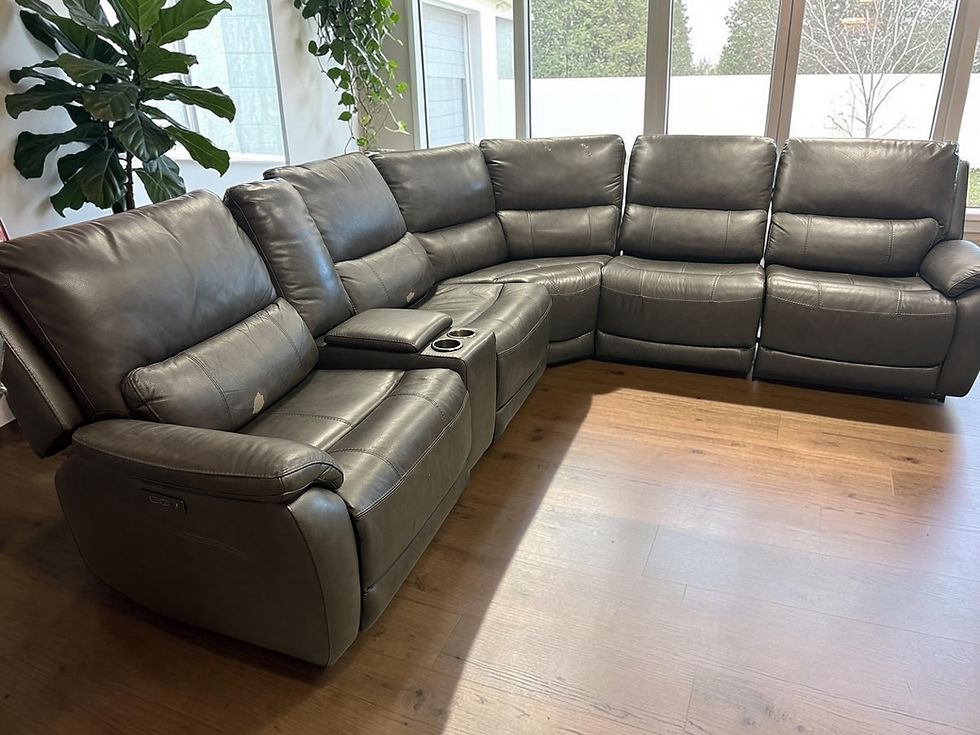 Thumbnail: Costco Wylder Leather Power Recliner Sectional Sofa (RE 1016)