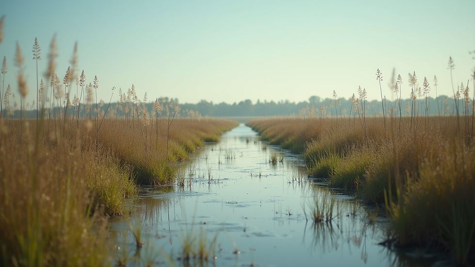 Eye-level view of a wetland area being assessed for environmental impact