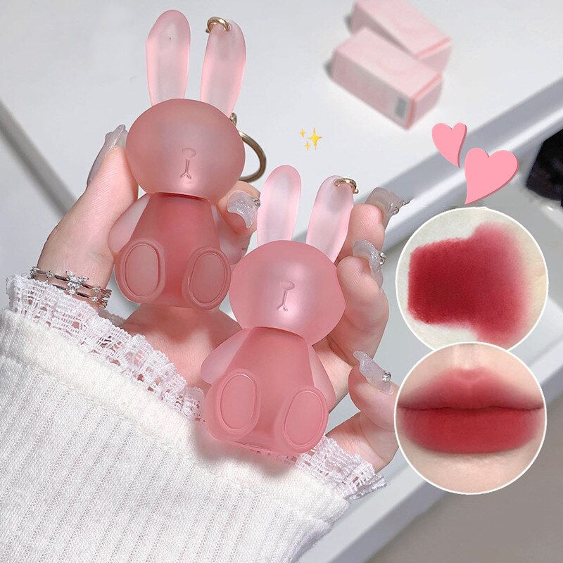 Batom Gege Bear Rabbit Lip Glaze, Matte Velvet Lip Clay, Cor de Longa Duração,