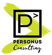 PERSONUS Constuling square logo with green greater than chevron