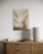 Abstraktes Bild mit Erdtönen, strukturierter Oberfläche und sanften Flussbewegungen, Acrylfarbe, Acryl Ink und Strukturpaste