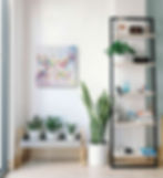 Abstraktes Blumenbild in Rosa, Gelb, Blau und Violett, Öl auf Leinwand.