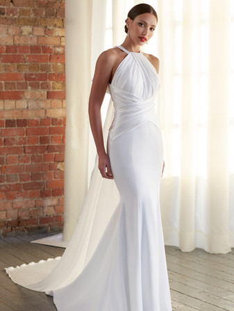 fitted halterneck wedding dress