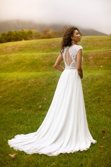 Ivory lace top aline wedding dress with illusion back