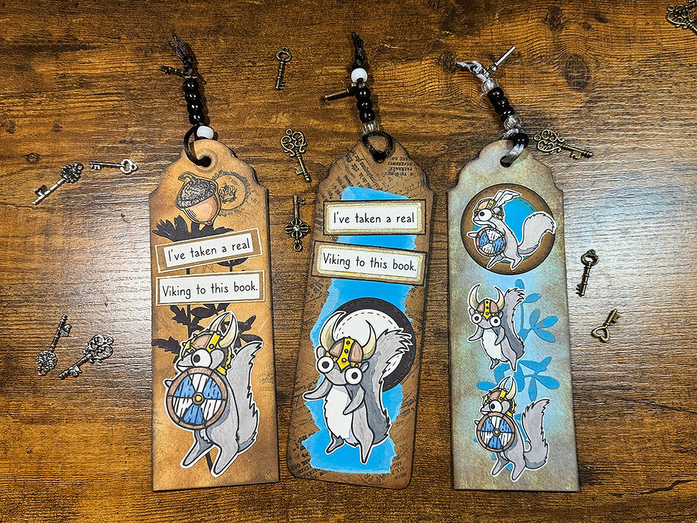Thumbnail: Viking Squirrels Bookmark with Beaded Tassle