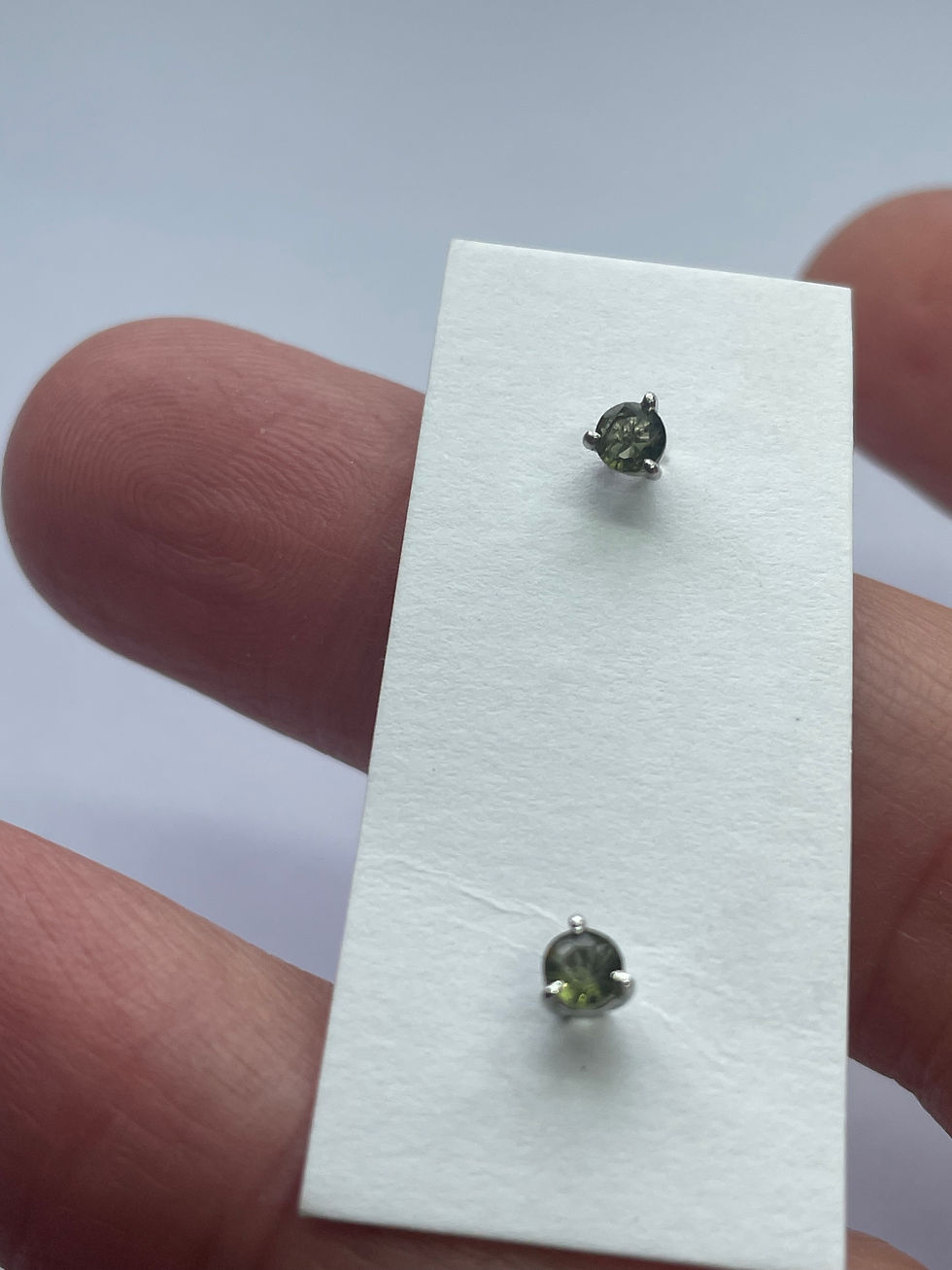 Thumbnail: 3mm Moldavite Stud Earrings 
