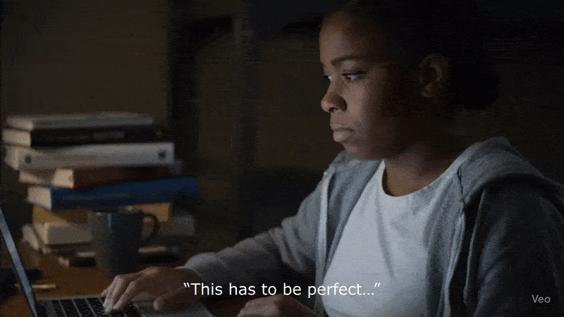 A student worrying about the quality of her dissertation before submitting it.