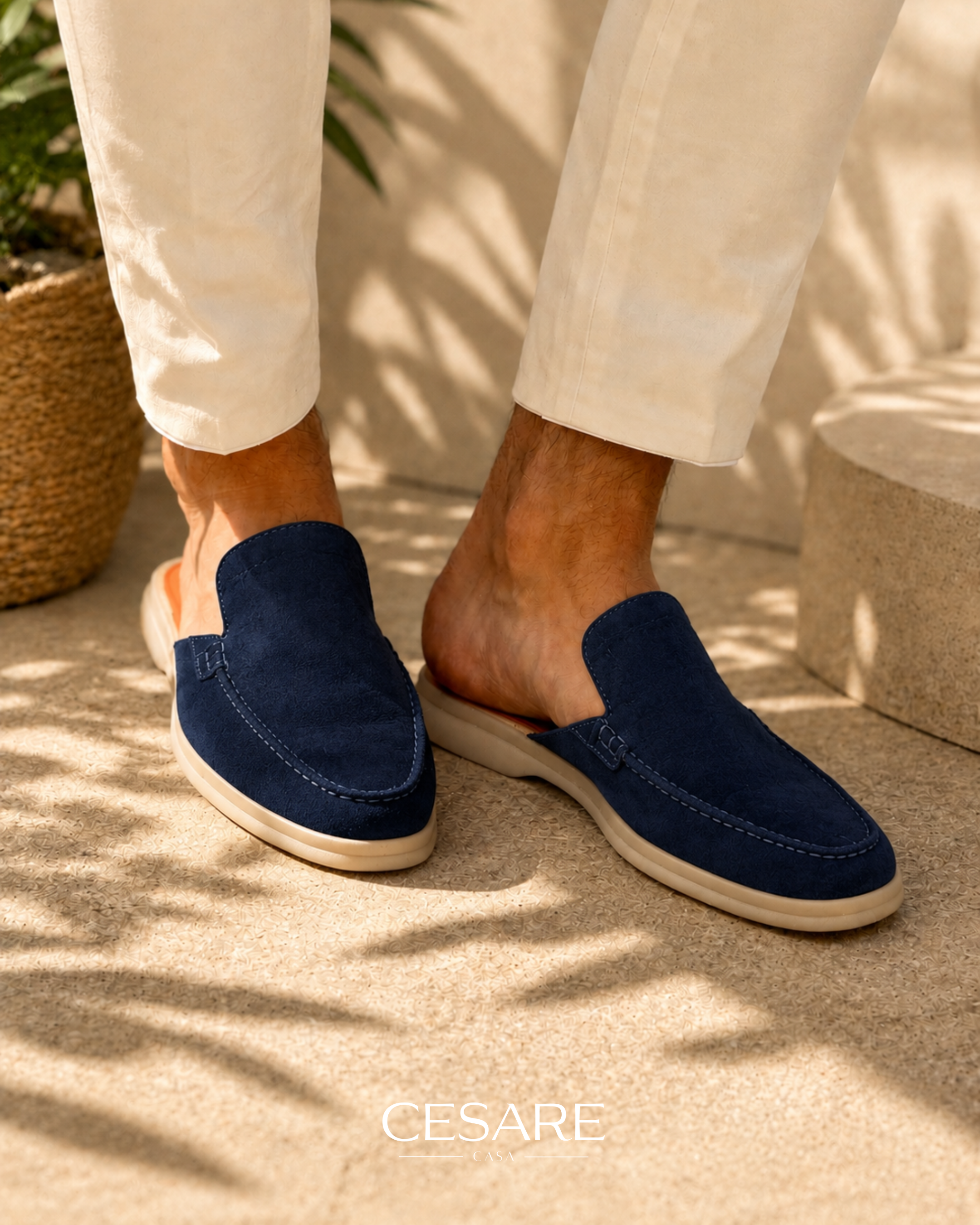 Navy Suede Mules