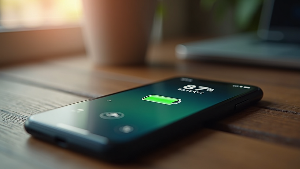 Close-up view of an iPhone battery health percentage at 87%