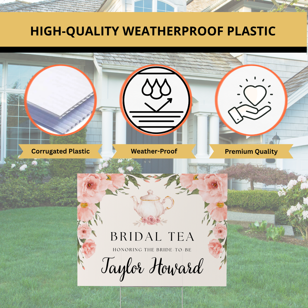Bridal Tea Party Yard Signs, Corrugated Plastic