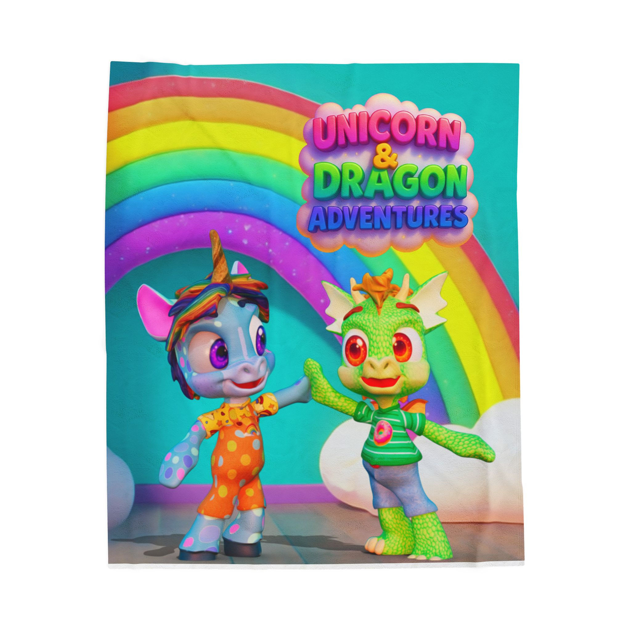 Unicorn & Dragon Adventures Throw Blanket – Cozy Magical Character Design