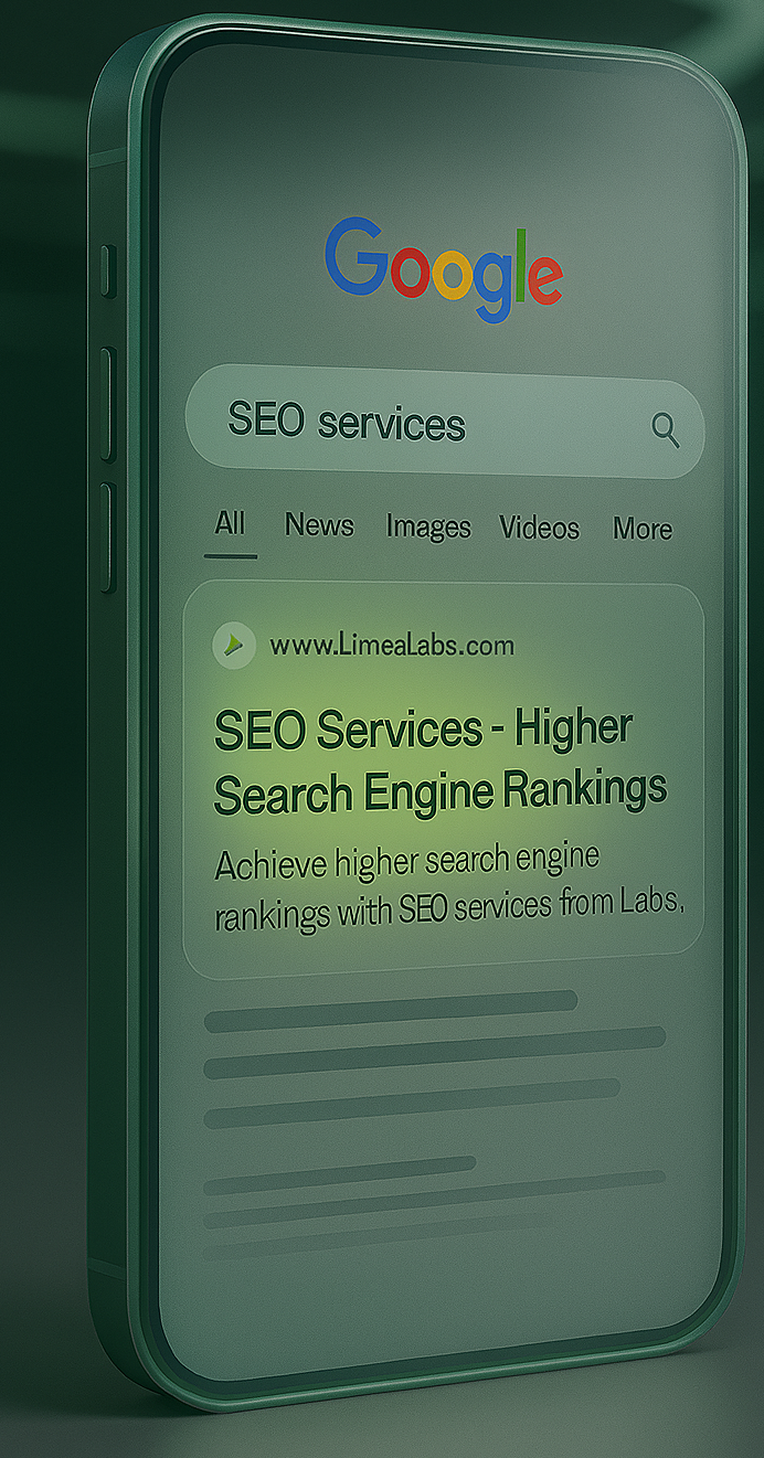 Website dashboard displaying code and analytics for SEO performance