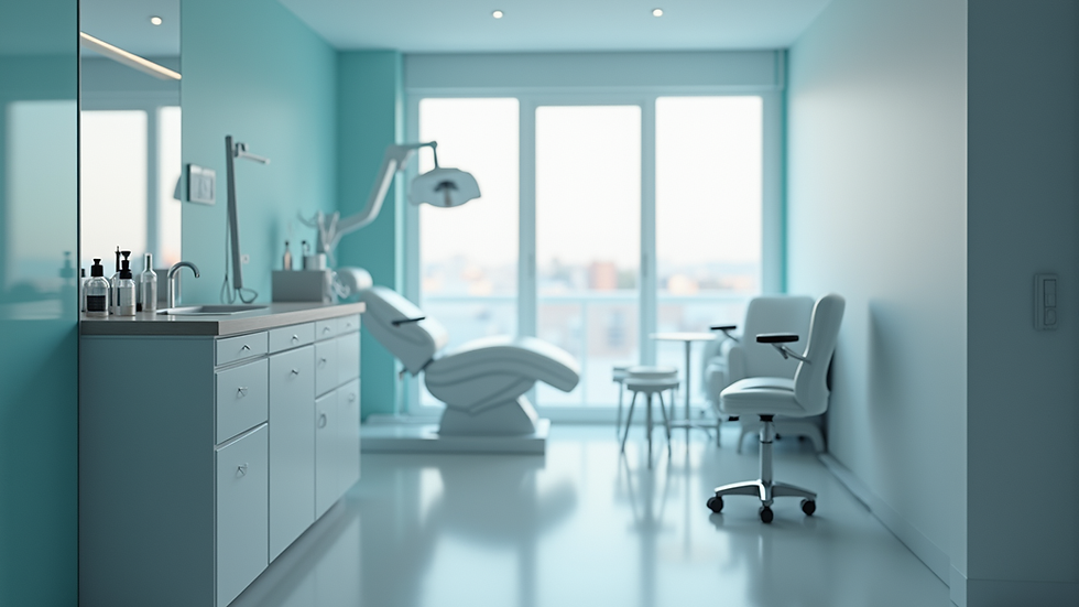 Eye-level view of a modern clinic room with aesthetic treatment equipment