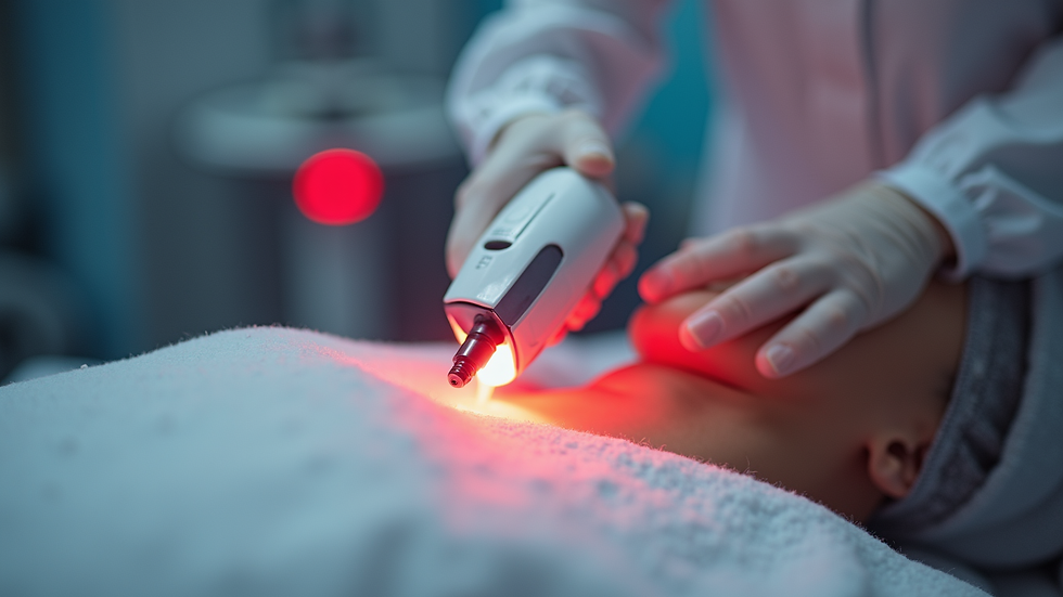 Close-up view of a laser device used in skin treatment