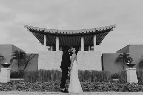 Wedding ceremony backdrop at Banyan Tree Mayakoba