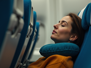 Traveler resting in a wellness-focused environment designed to support sleep and recovery during travel.