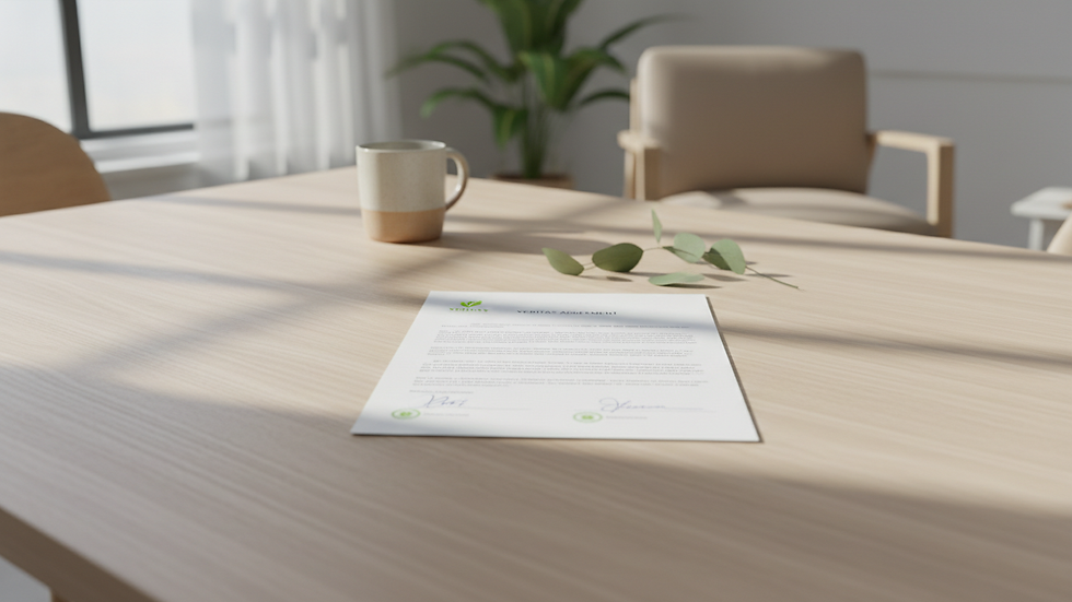 Vue rapprochée d’un contrat de location signé sur une table en bois