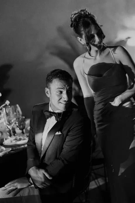 Bride and groom portrait black and white at destination wedding