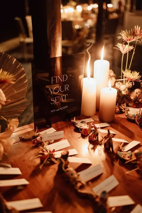 Wedding seating display at destination wedding Holbox