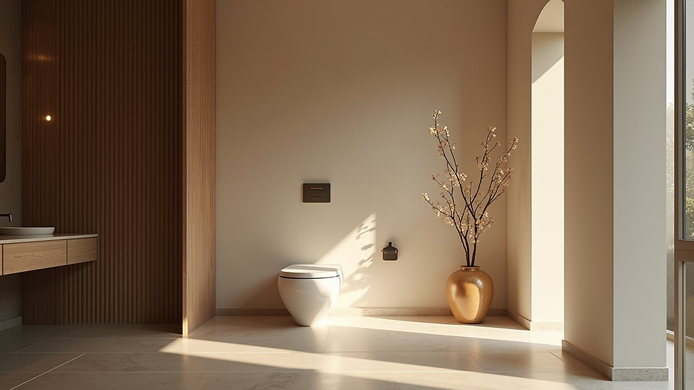 Vista a nivel de ojo de sala de espera elegante y acogedora en clínica estética Xtabay