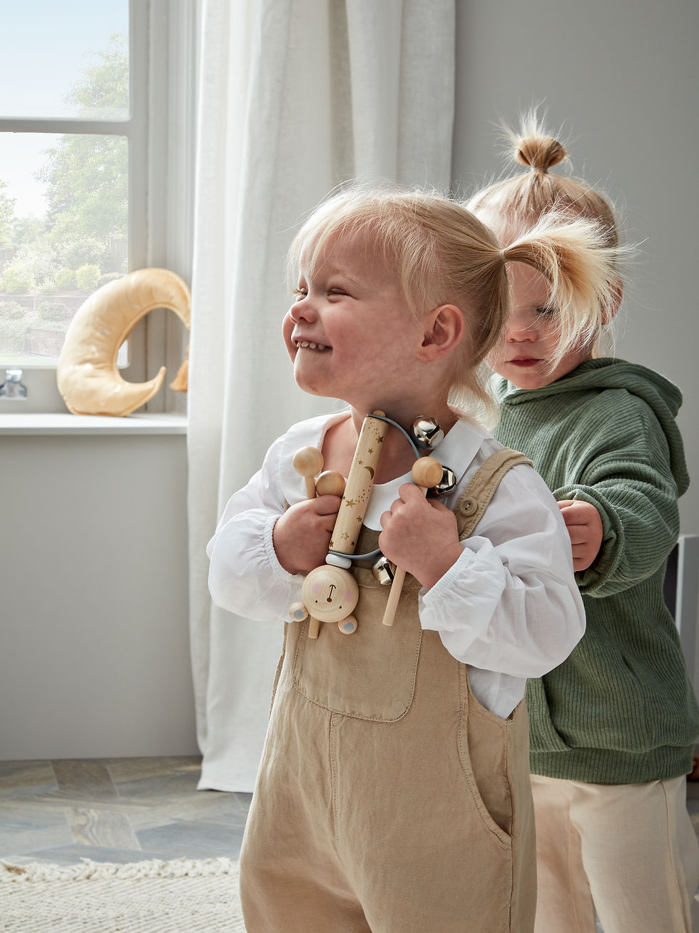 happy child with tambourine