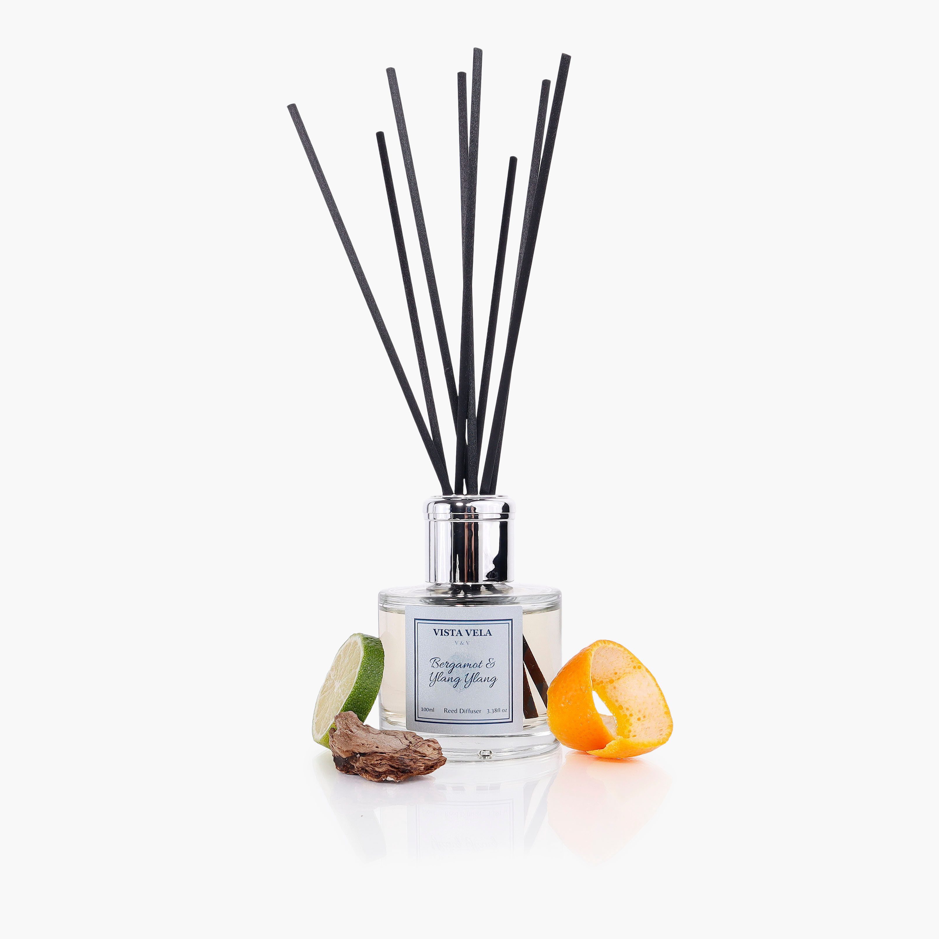 De-Stressing Bergamot & Ylang Ylang Essential Oil Diffuser, featuring a harmonious blend of exotic ylang ylang, bergamot