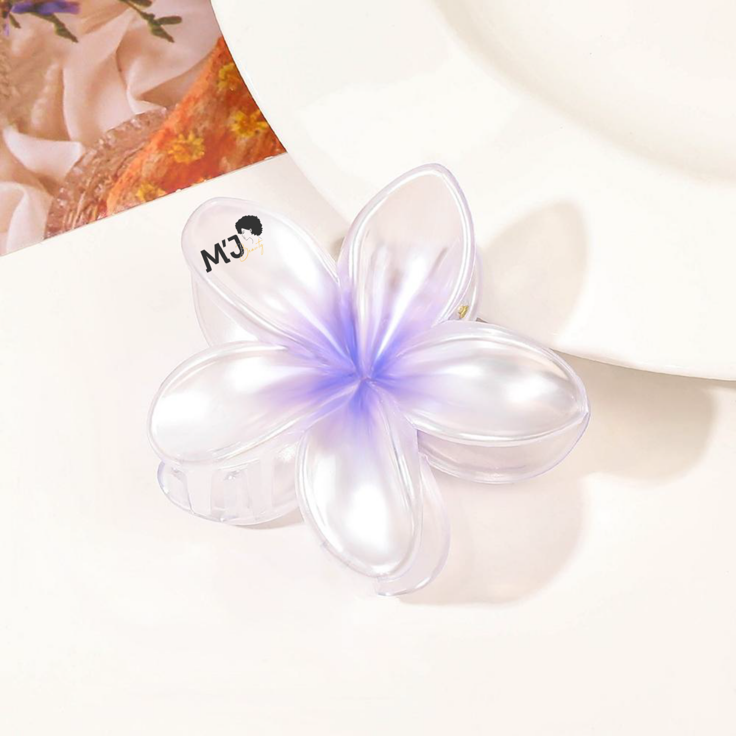 Pince à cheveux, forme en fleur Mauve Transparent