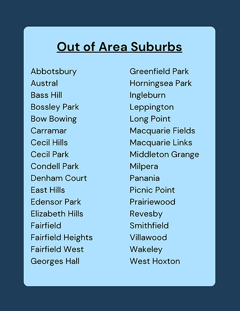 Out of Area Suburbs