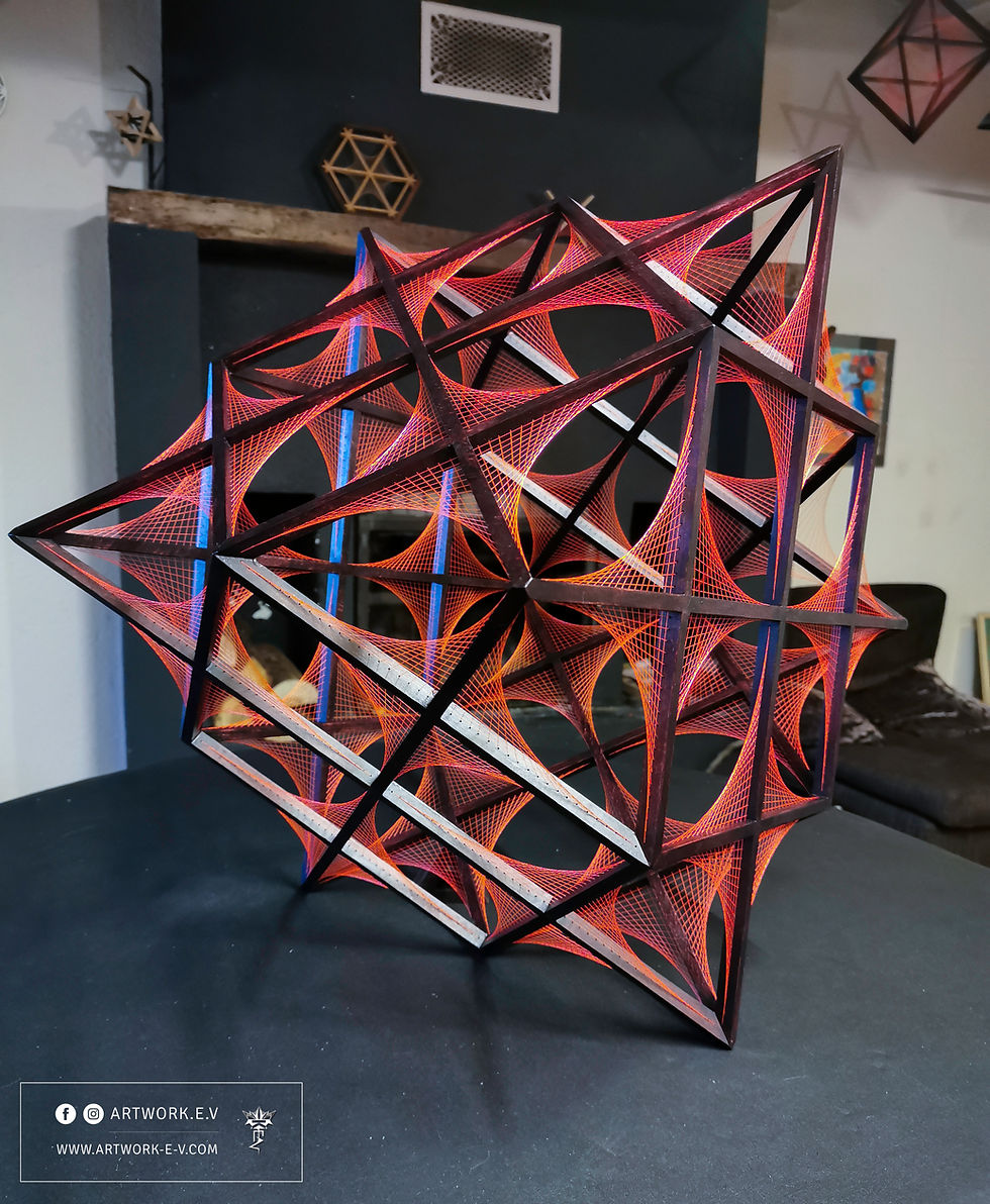 Thumbnail: Cuboctahedron and Merkaba | 24x Astroid string art