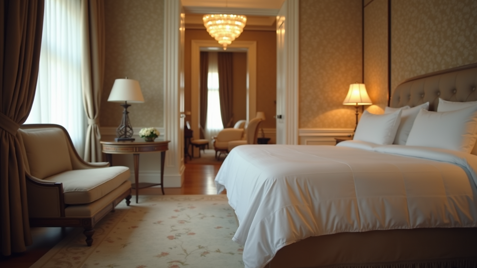Eye-level view of a luxurious hotel suite with elegant decor