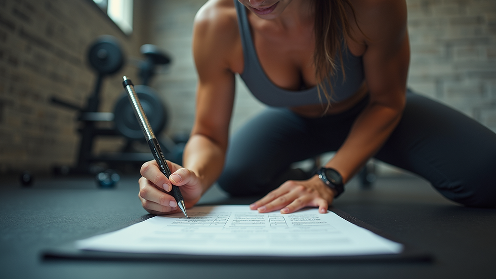 eye-level view of a fitness trainer adjusting a workout plan