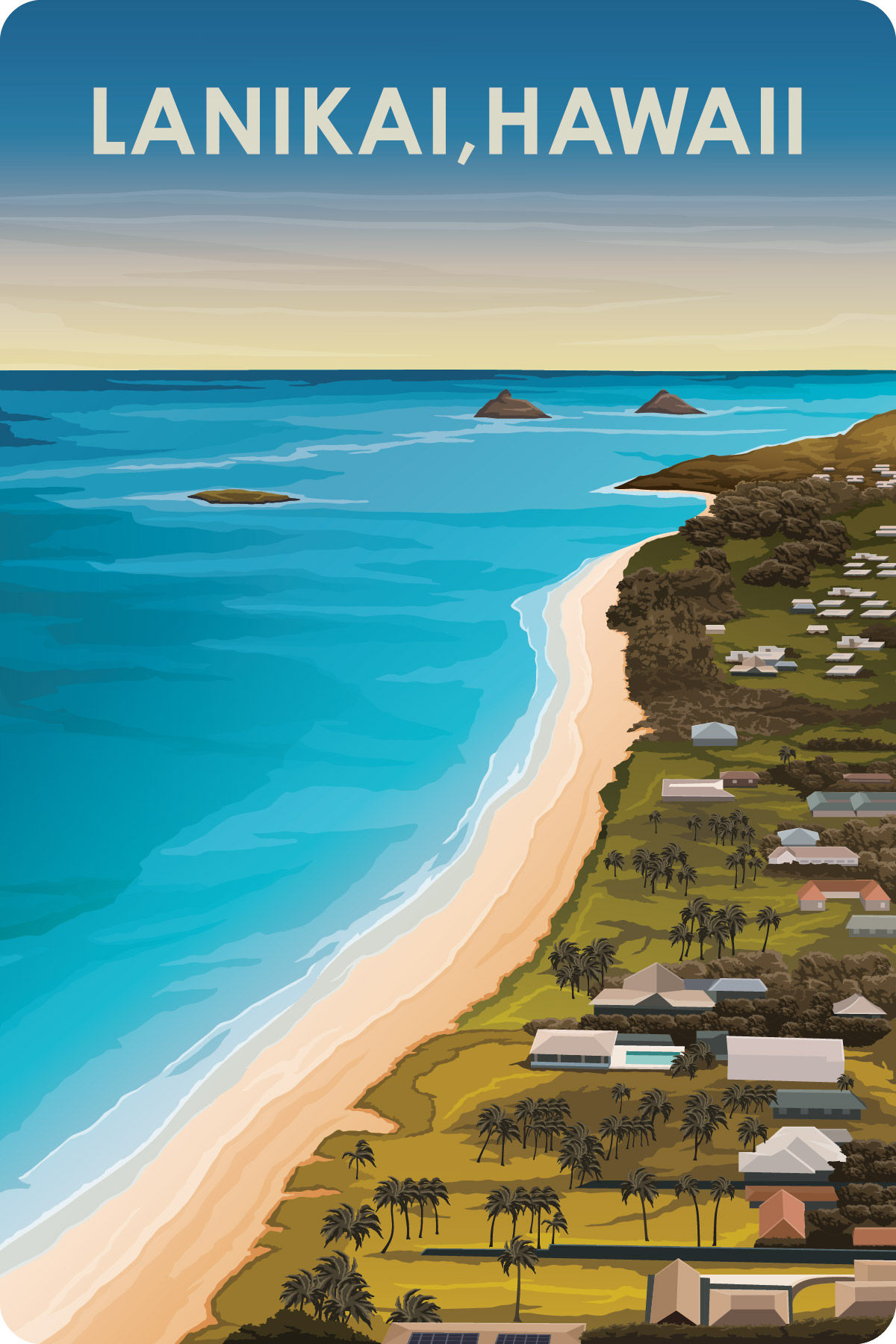 Lanikai Beach Wood Postcard • Kailua Oahu