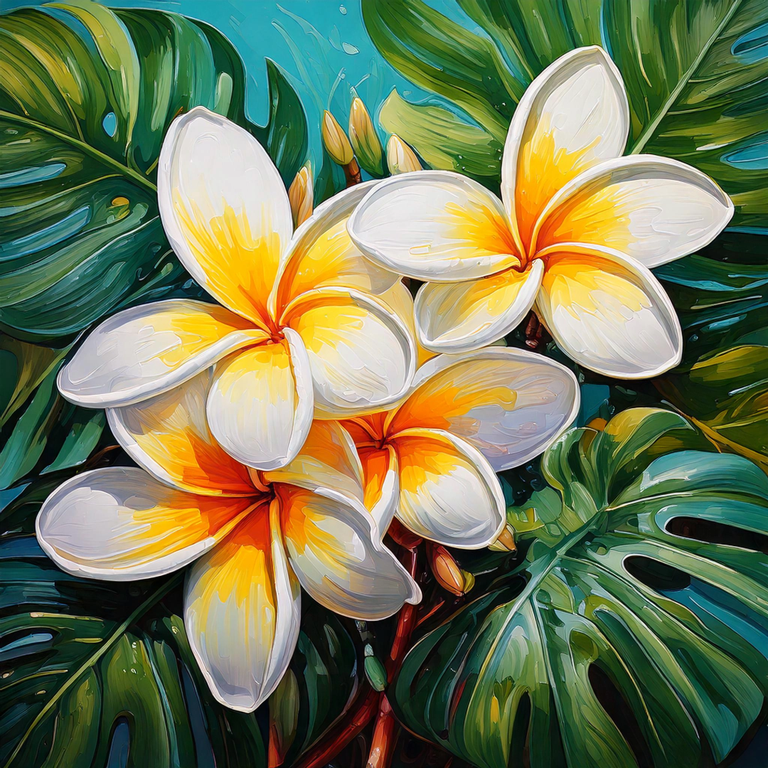 Four Plumerias Coaster