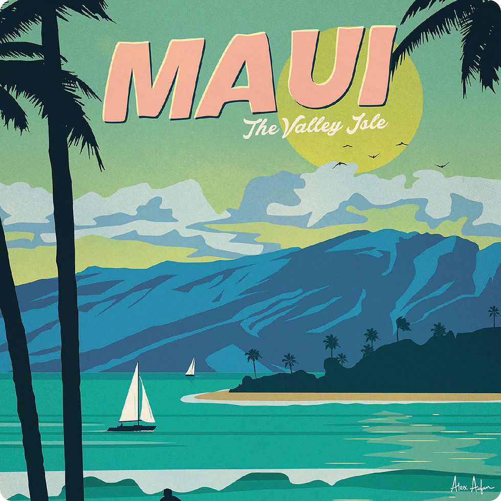 Thumbnail: Vintage Hawaii Wood Coaster Set