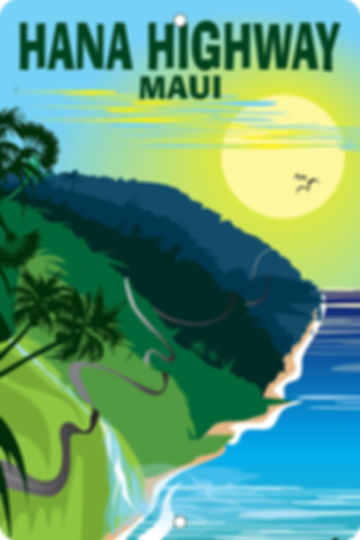 8" x 12" Hana Highway Maui Metal Sign