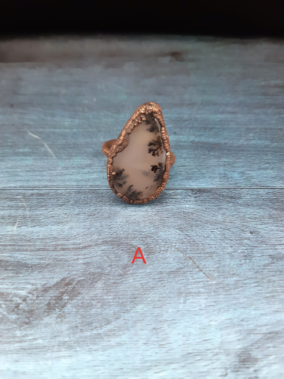 Miniatura: Anelli alternativi in rame e pietre di agata muschio