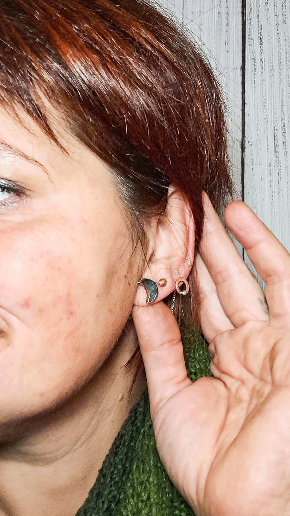 Miniatura: Orecchini con pietre particolari e rame con perno d'argento