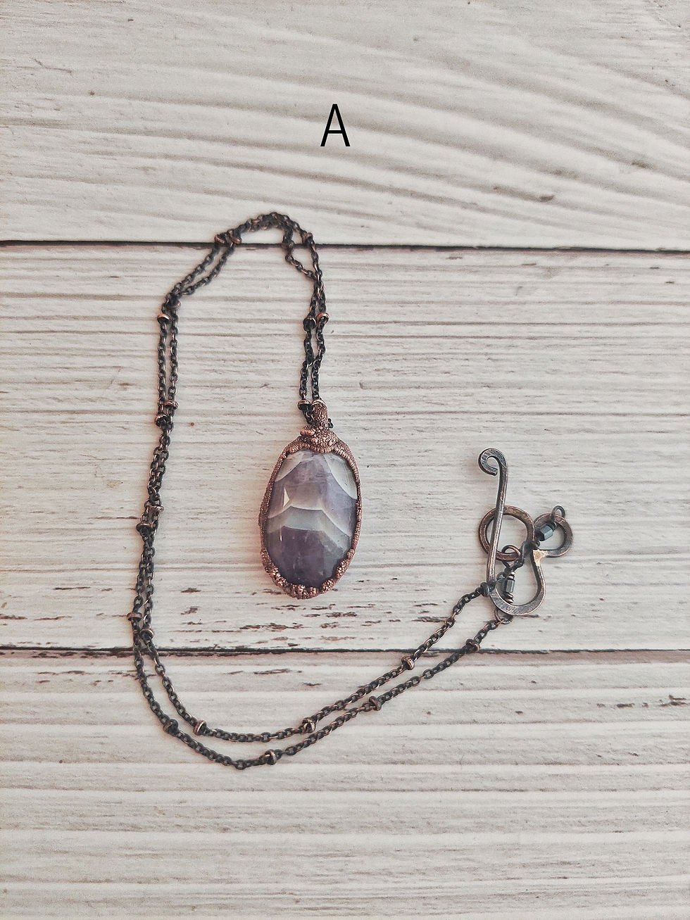 Miniatura: Ciondoli in rame e pietra di ametista