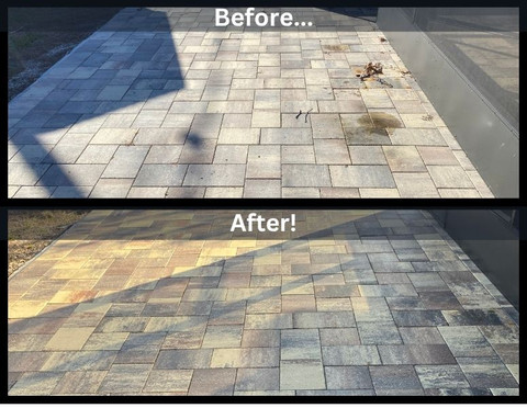 Patio Paver sealing before and after in Clearwater Florida
