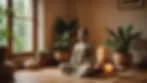 Close-up view of an inviting meditation corner at home