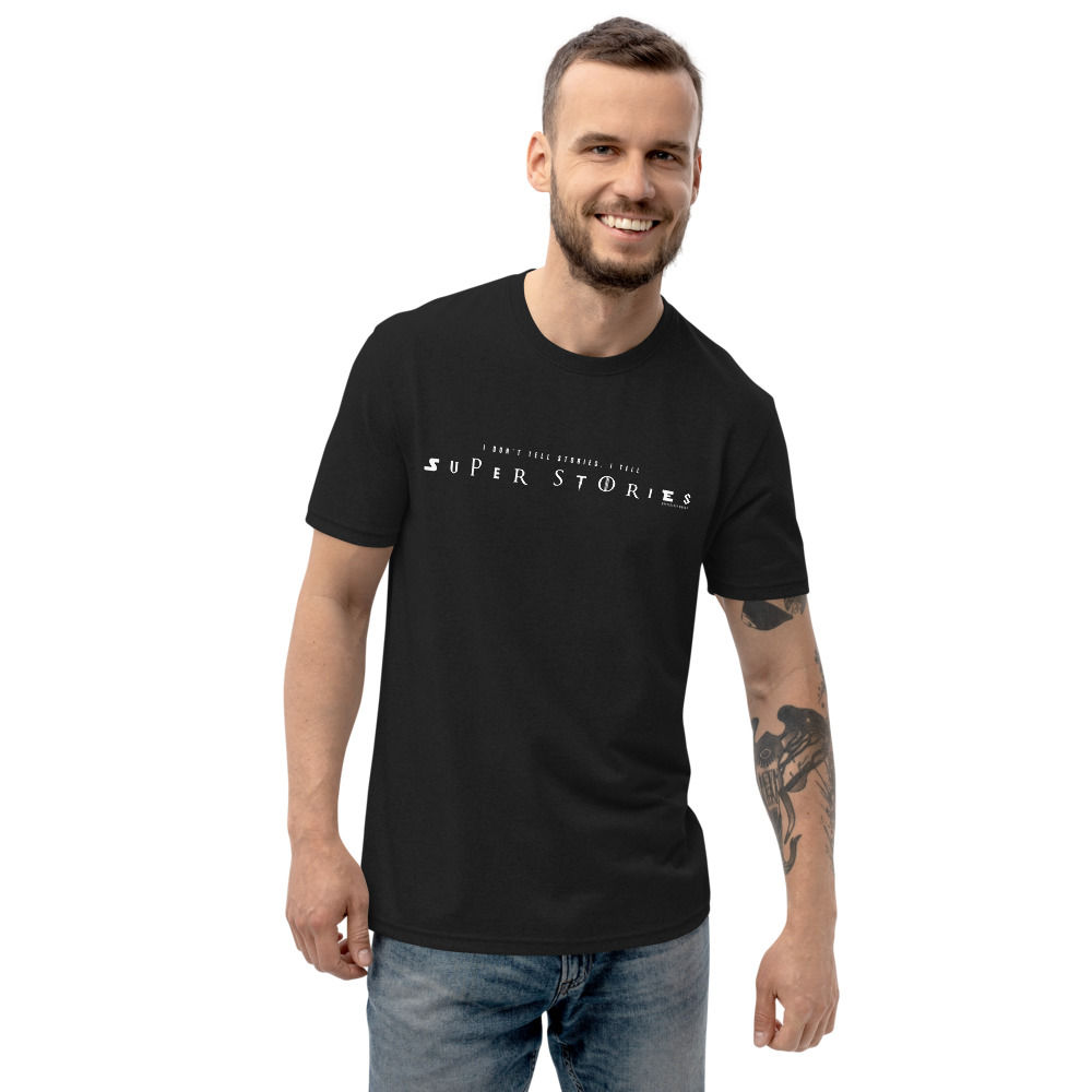"I TELL SUPER STORIES" Unisex recycled t-shirt