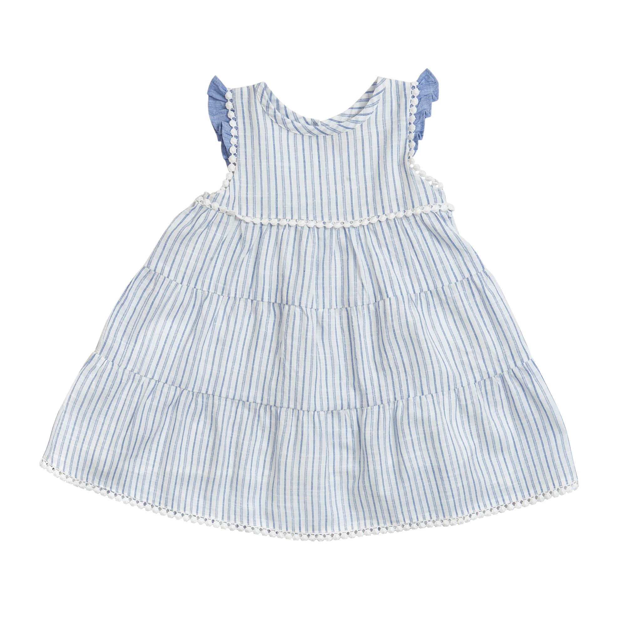 Stufenkleid weiß-blau gestreift Vorderseite