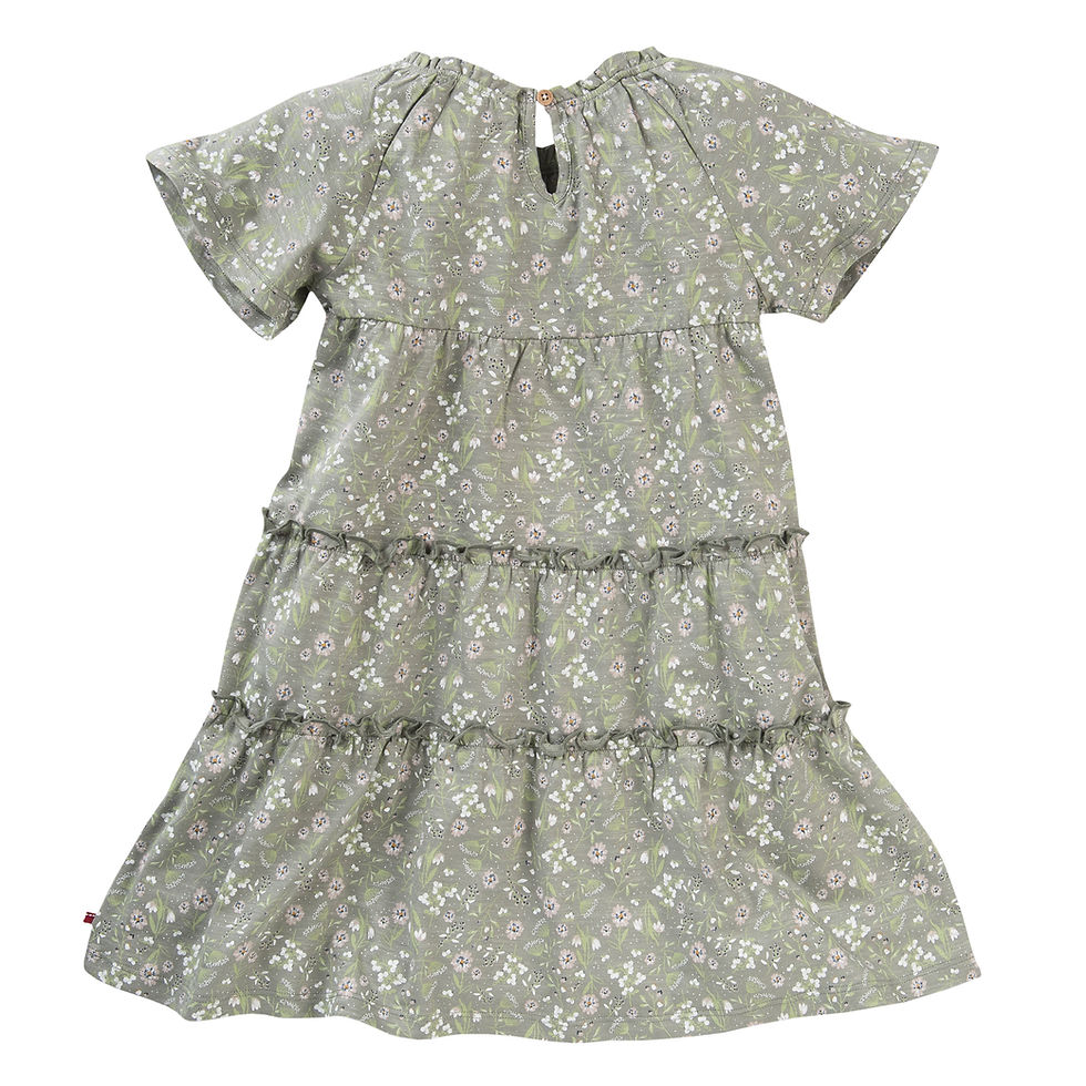Miniaturbild: Leichtes Kleid kurzarm Frühlingswiese khaki Rückseite